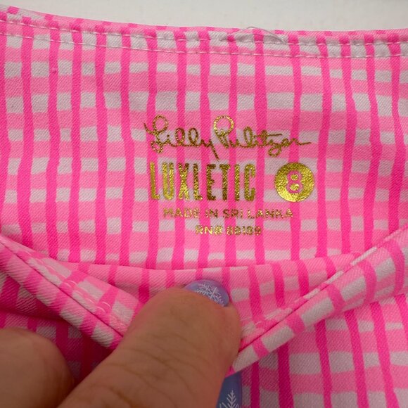 NWOT LILLY PULITZER LUXLETIC UPF 50+ PINK LEGGINGS PANTS women's sz 8 - Picture 3 of 6